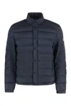 Moncler Padded High Collar Snap Button Down Jacket In Black