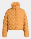 Moncler Senevee Chevron-quilted Short Down Jacket In Brown