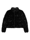 Moncler Textured Cropped Down Jacket With High Collar In Black