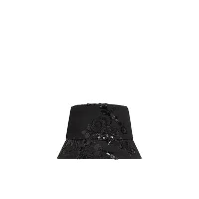 Moncler Floral-sequin Bucket Hat In Black