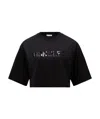 Moncler Sequin-logo Cropped T-shirt In Black