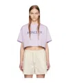 Moncler Sequin-logo Cropped T-shirt In Purple