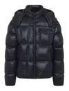 Moncler Padded Hooded Coat With Flap Pocket In Black