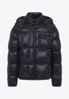 Moncler Padded Hooded Coat With Flap Pocket In Black