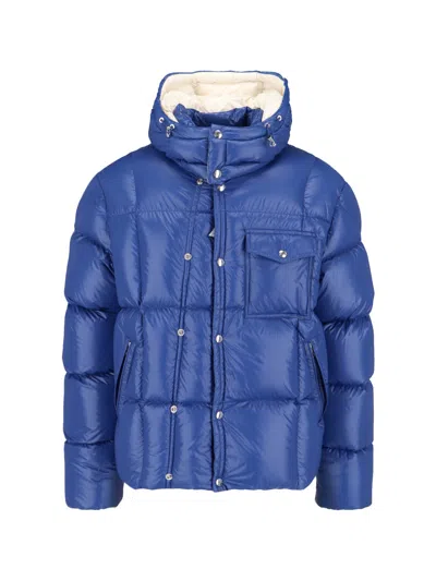 Moncler Serfanto Nylon Short Down Jacket In Blue