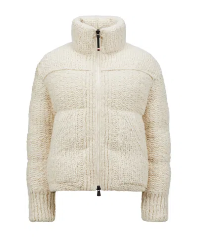 Moncler Serfaus Long-sleeved Wool Down Jacket In White