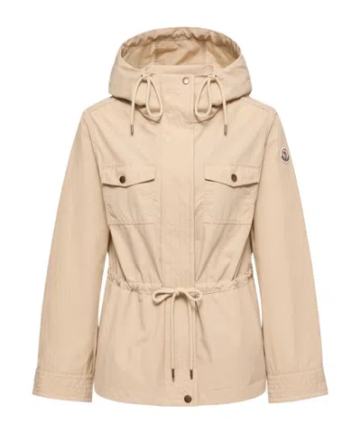 Moncler Serin Hooded Cotton Blend Parka In Transparent
