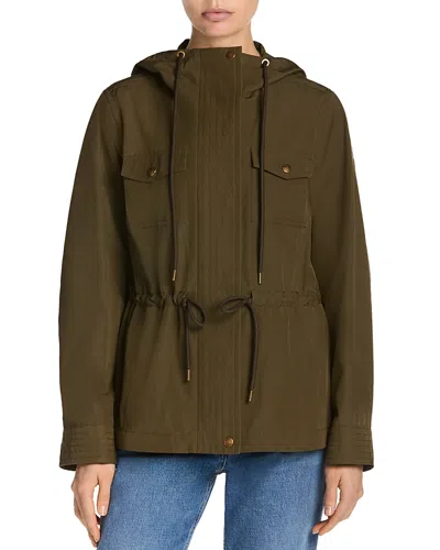 Moncler Serin Hooded Canvas Jacket In Green