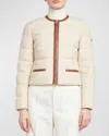 Moncler Serinde Leather-trimmed Quilted Wool-blend Bouclé Down Jacket In Miscellaneous
