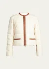 Moncler Serinde Leather-trimmed Quilted Wool-blend Bouclé Down Jacket In Miscellaneous