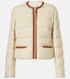 Moncler Serinde Leather-trimmed Quilted Wool-blend Bouclé Down Jacket In Weiss