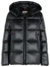 Moncler Logo Patch Hooded Puffer Jacket In Black