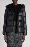 Moncler Women Black Serittes Short Hooded Down Jacket In Black