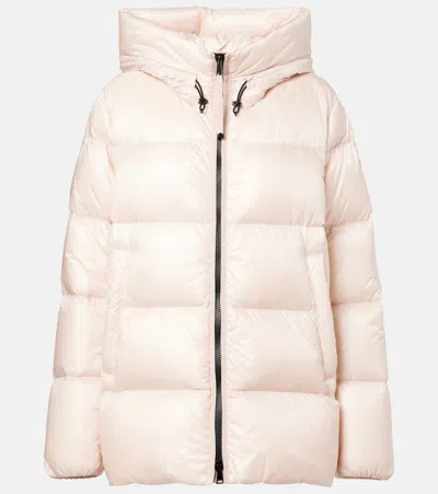 Moncler Serittes Hooded Short Down Jacket In Neutral