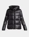 Moncler Women Black Serittes Short Hooded Down Jacket In Black