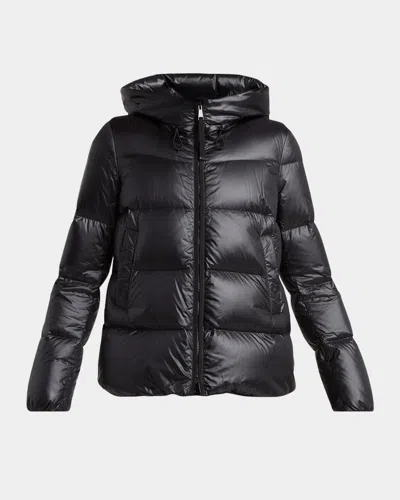 Moncler Serittes Hooded Short Down Jacket In Black