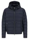 Moncler Quilted Down Jacket Hood In Blue