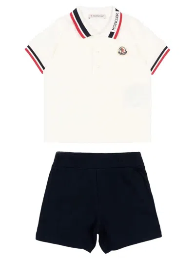 Moncler Kids' Tricolour-trimmed Cotton Piqué Set In Multi