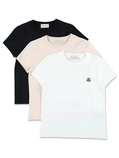 Moncler Kids' Set Da 3 T-shirt Con Logo In Multi