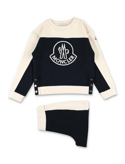 Moncler Kids' Set Fleece + Pants In Black/white