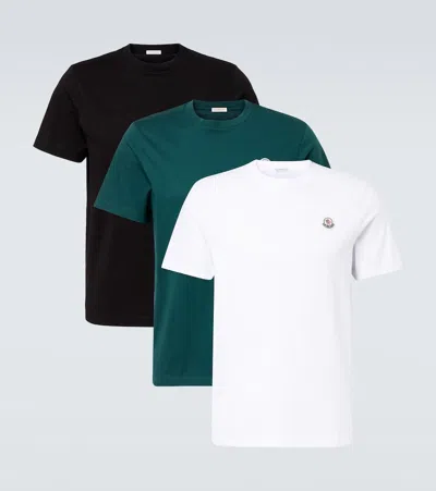 Moncler Set Of 3 Cotton Jersey T-shirts In Green