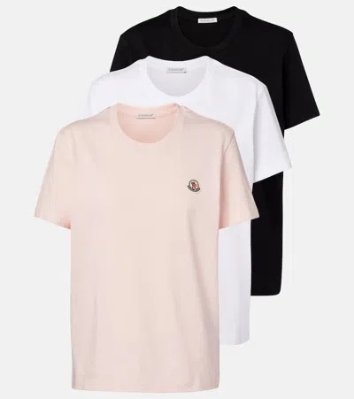 Moncler Set Of 3 Cotton Jersey T-shirts In Multi
