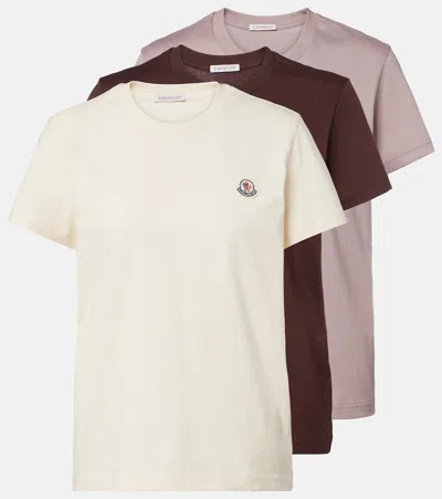 Moncler Set Of 3 Cotton Jersey T-shirts In Multi