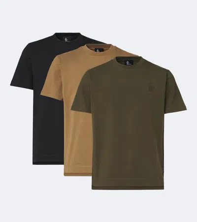 Moncler Set Of 3 Cotton-blend T-shirts In Multi