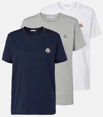 Moncler Set Of Three Cotton Jersey T-shirts In Multi
