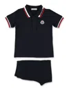Moncler Kid - Tricolour-trimmed Cotton Piquet Set In Navy
