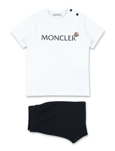 Moncler Kid - Logo Cotton Set In Navy/white