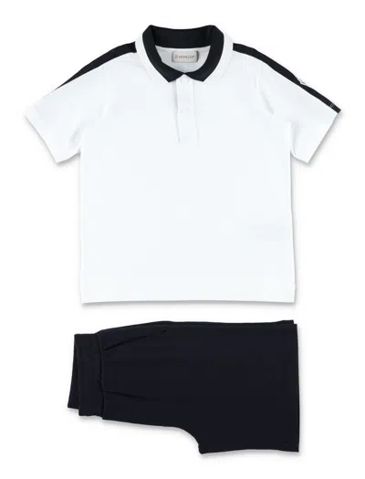 Moncler Kids' Set Tee + Shorts In White/black