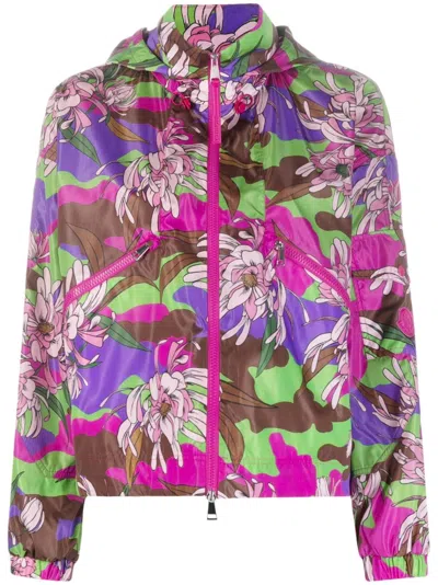 Moncler Severau Floral-print Jacket In Multicolor