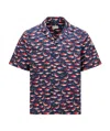 Moncler Chemise À Manches Courtes En Coton À Imprimé Requin In White  Blue  Red
