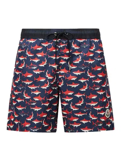 Moncler Shark-print Swim Shorts In Multi