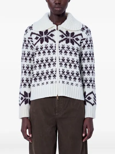 Moncler Shawl-collar Sequin-embellishment Cardigan In White