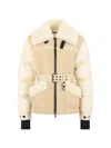 Moncler Shearling Belted Jacket In Neutral