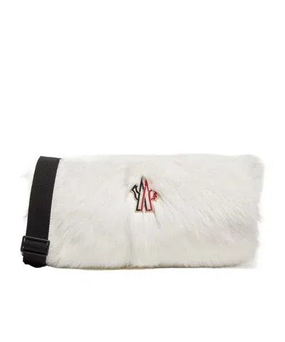 Moncler Shearling Handwarmer  Pouch In White