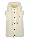 Moncler Shearling Hooded Gilet In White