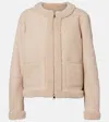 Moncler Shearling-lined Suede Down Jacket In Neutral