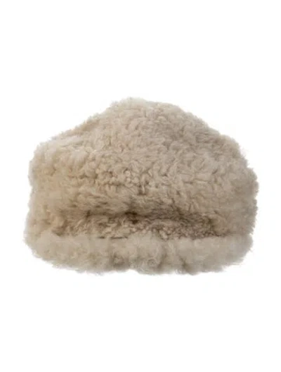 Pre-owned Moncler Shearling Oversized Hat In Neutral