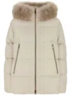 Moncler Beige Polyester Laichefur Down Jacket In Nude