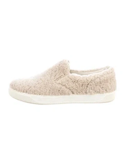 Pre-owned Moncler Shearling Sneakers In Neutrals