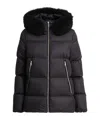 Moncler Laichefur Hooded Shearling-trimmed Short Down Jacket In Black