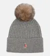 Moncler Shearling-trimmed Cashmere Beanie In Brown