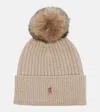 Moncler Shearling-trimmed Cashmere Beanie In Brown