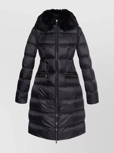 MONCLER SHEARLING-TRIMMED QUILTED LONG DOWN JACKET