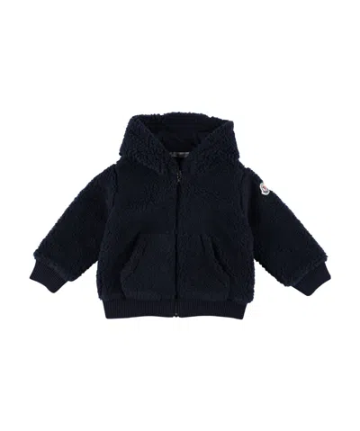 Moncler Sherpa Fleece Hoodie In Blue