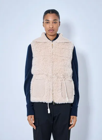 Moncler Sherpa-lined Knitted Vest In Neutral