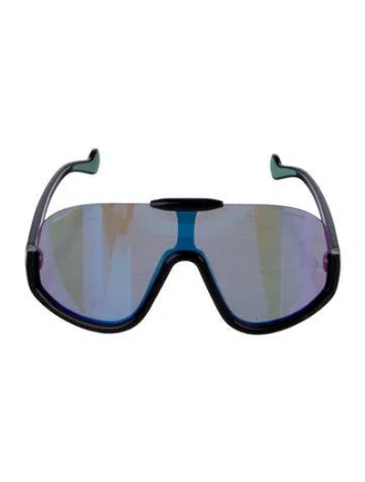 Pre-owned Moncler Shield Mirrored Sunglasses In Black